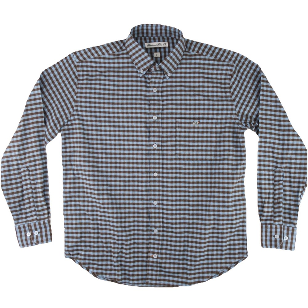 Southern Point Co Flannel Button Up Shirt Mens Small Blue Brown